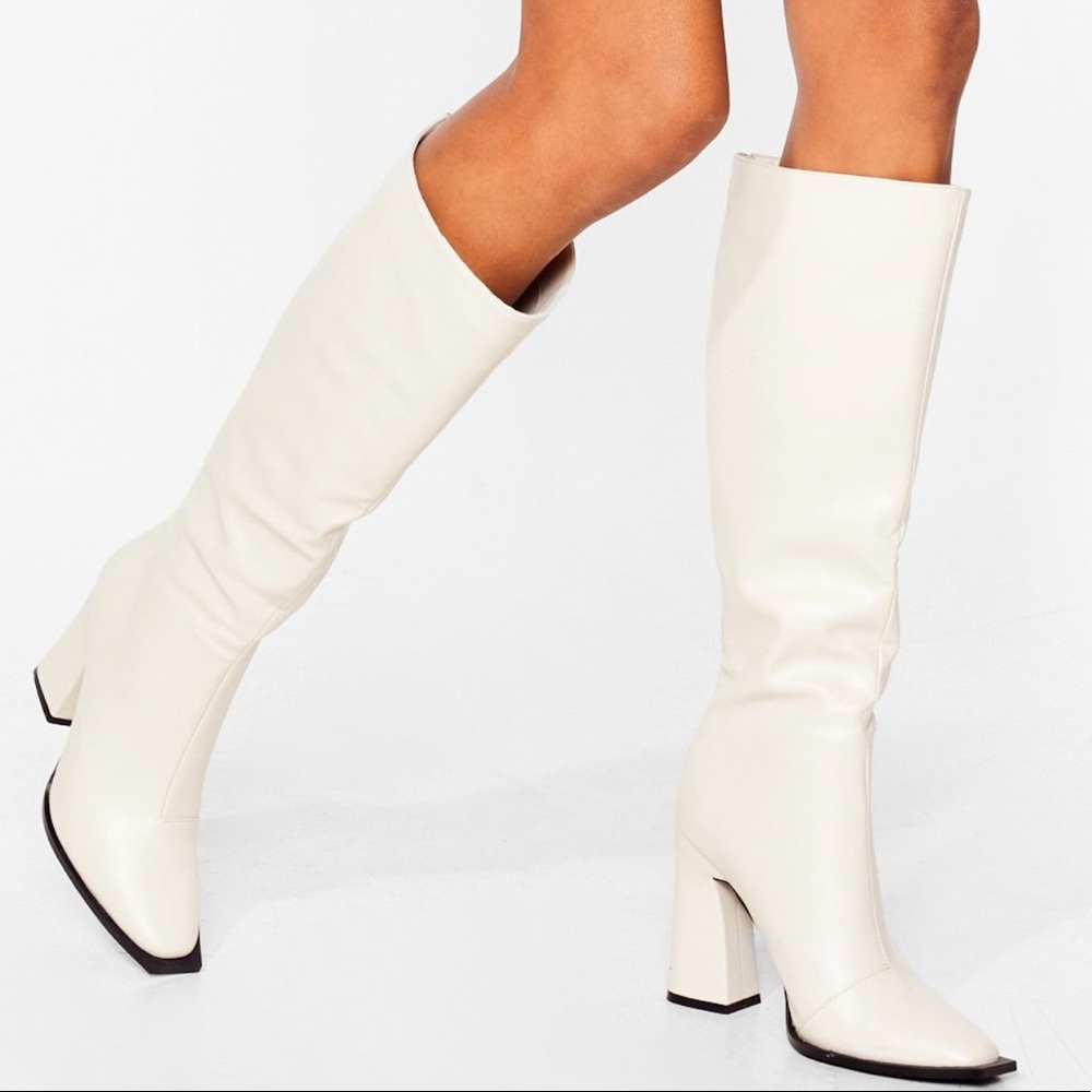 Nasty Gal Sleek Heeled Knee High Boots in 8